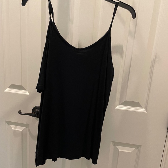 Black shoulder cutout t shirt soft size S with spaghetti straps and short sleeve - Picture 1 of 4